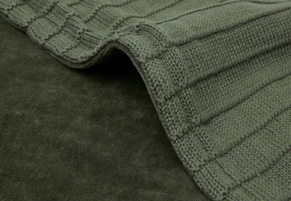 Jollein Decke Kinderbett 100x150cm Pure Knit Leaf Green/Velvet GOTS Online Shopping