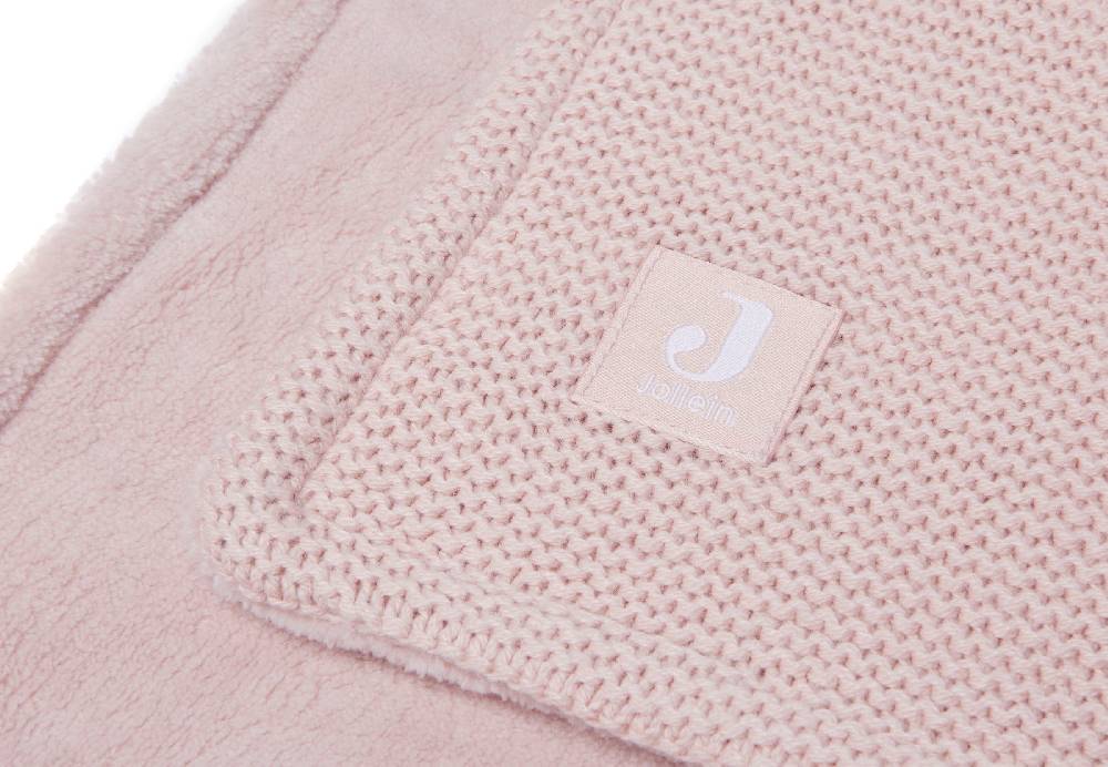 Jollein Decke Kinderbett 100x150cm Basic Knit Pale Pink/Fleece Exklusivangebot