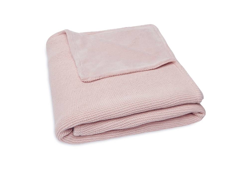 Jollein Decke Kinderbett 100x150cm Basic Knit Pale Pink/Fleece Exklusivangebot