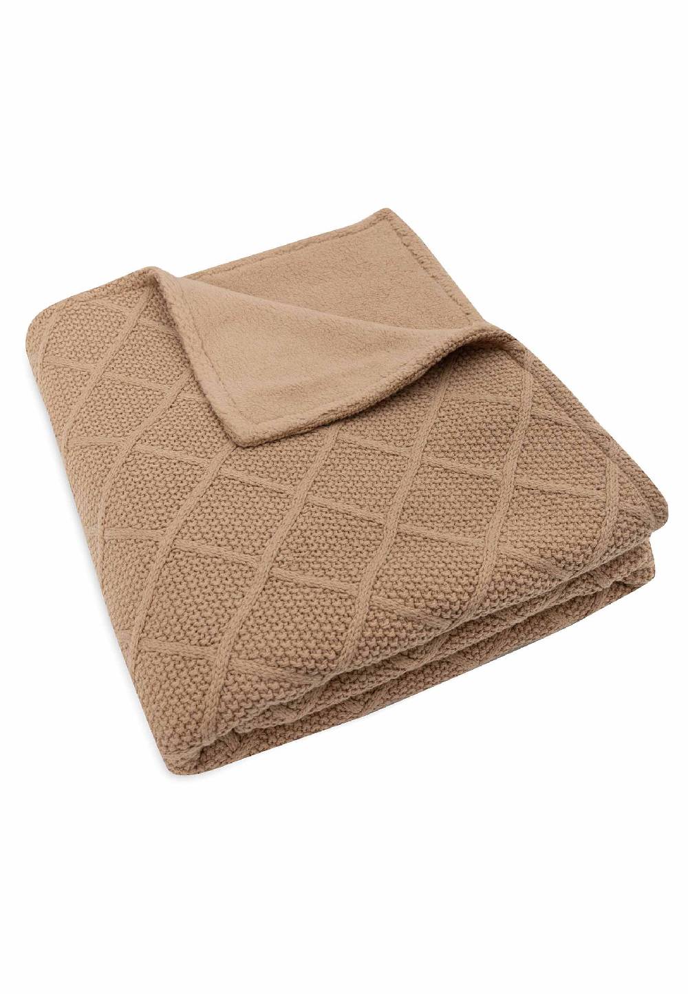Jollein Decke Kinderbett 100x150cm Check Knit - Biscuit/Teddy Fleece Begrenzt auf 3 Tage