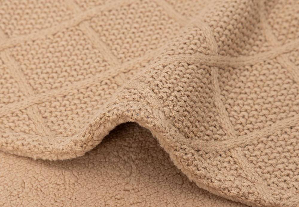 Jollein Decke Kinderbett 100x150cm Check Knit - Biscuit/Teddy Fleece Begrenzt auf 3 Tage