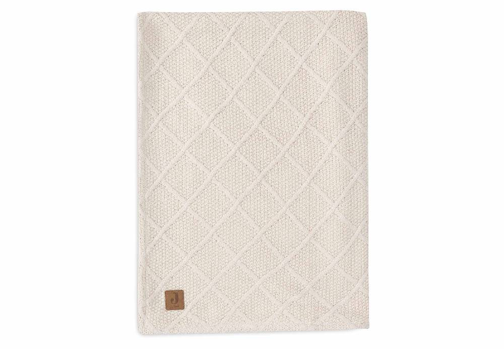 Jollein Decke Kinderbett 100x150cm Check Knit - Oatmeal/Teddy Fleece