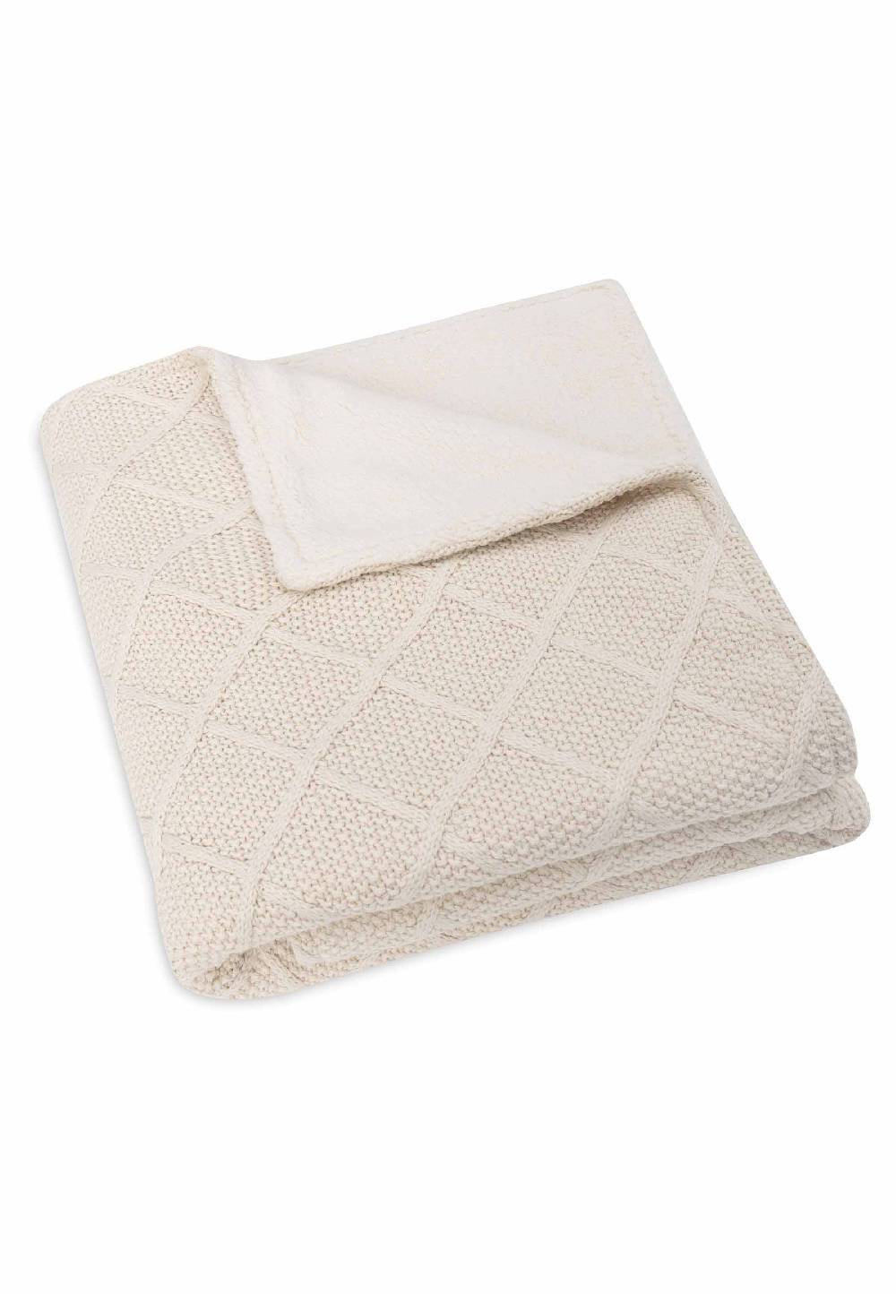 Jollein Decke Kinderbett 100x150cm Check Knit - Oatmeal/Teddy Fleece Speichern exportieren