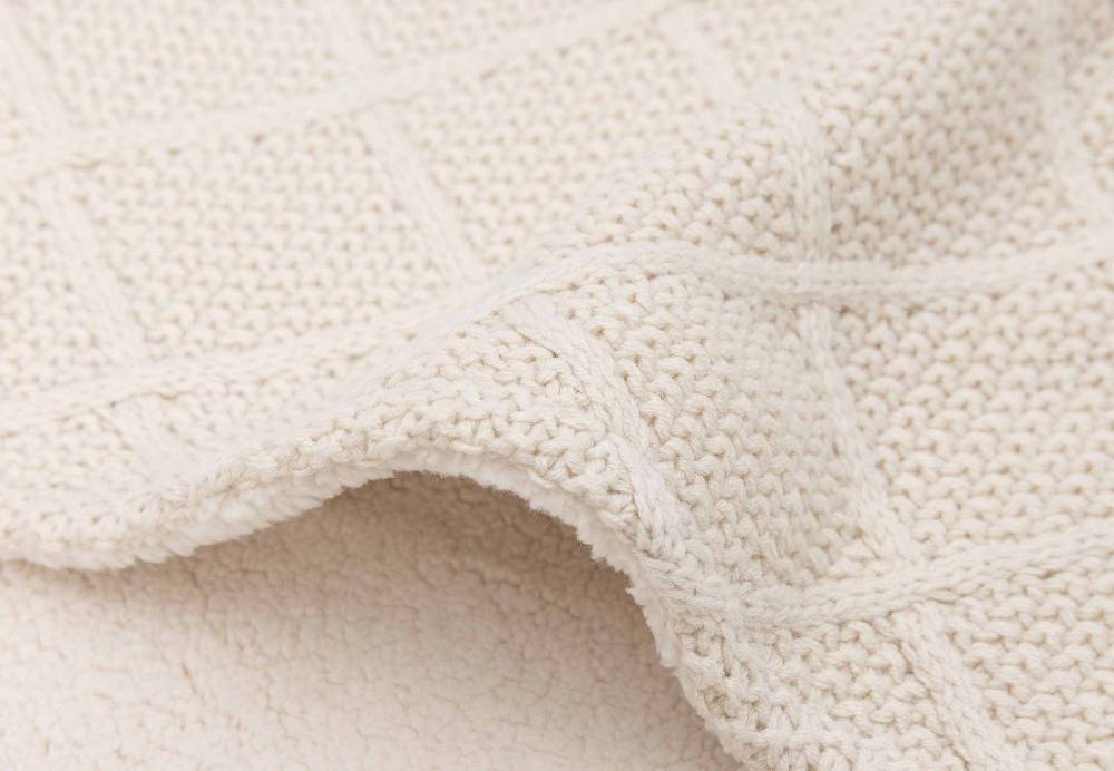 Jollein Decke Kinderbett 100x150cm Check Knit - Oatmeal/Teddy Fleece Speichern exportieren
