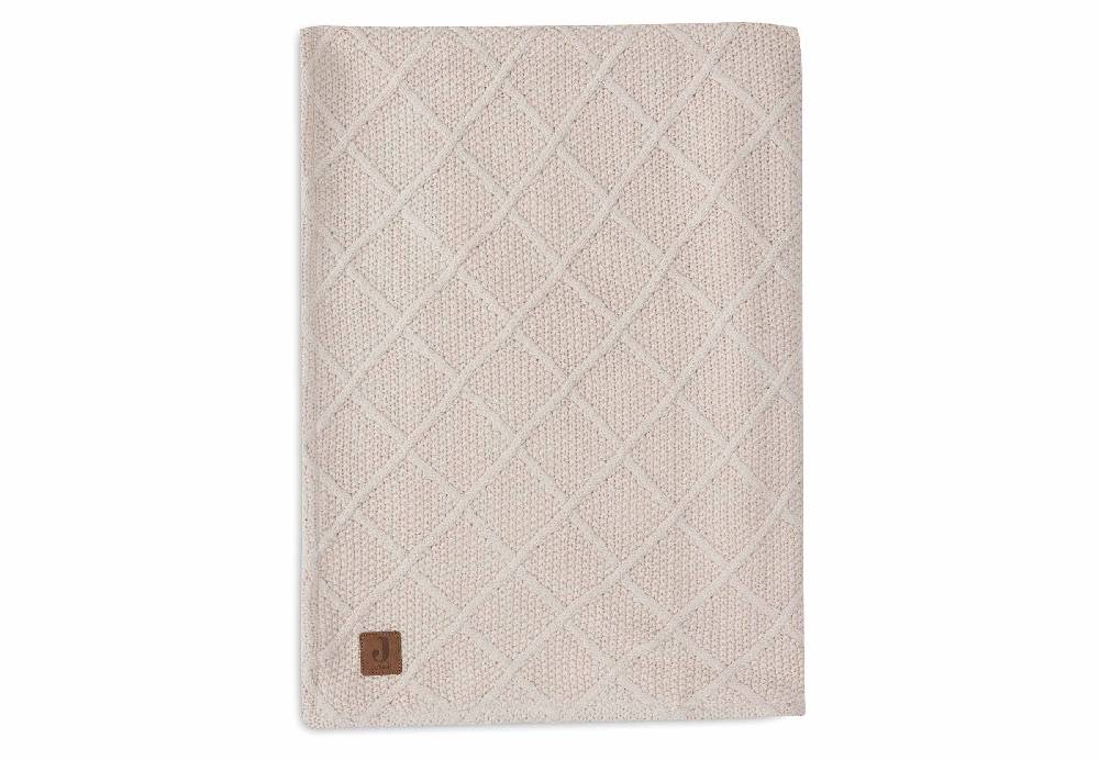 Jollein Decke Wiege 75x100cm Check Knit - Oatmeal/Teddy Fleece