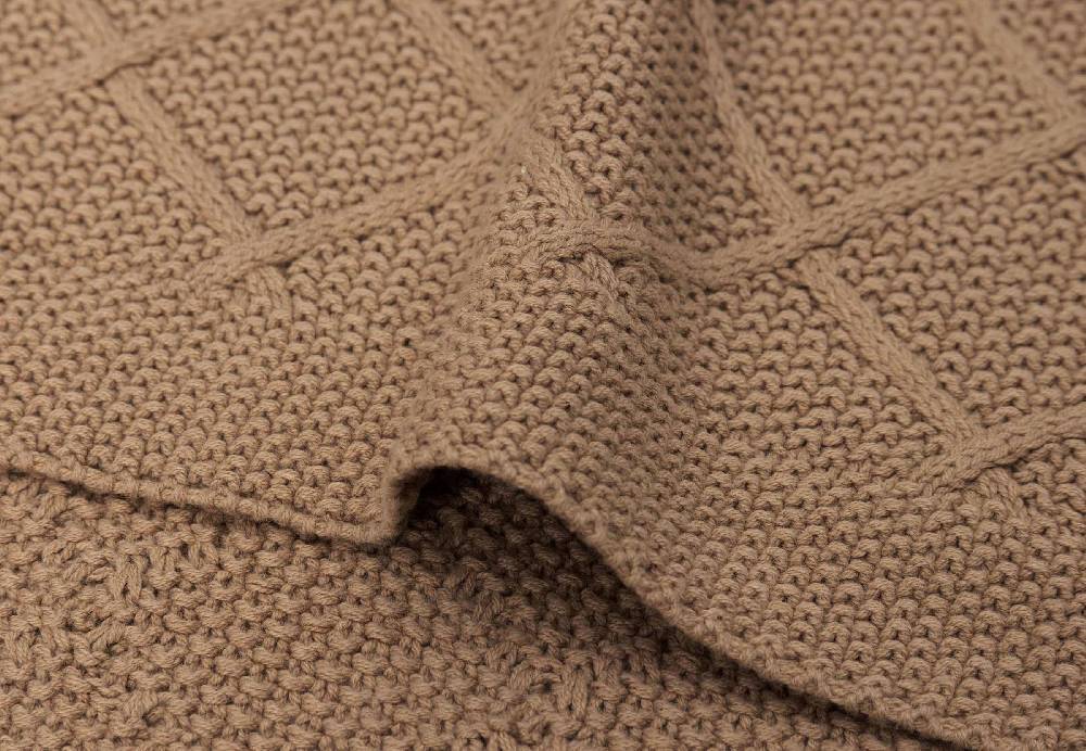 Jollein Decke Gitterbett 100x150cm Check Knit - Biscuit Auslauf