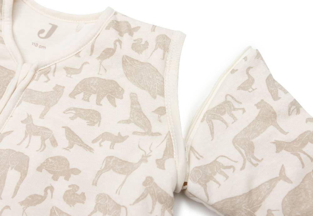 Jollein Schlafsack mit Abnehmbaren Ärmeln 110cm Animals Nougat Blitzangebot