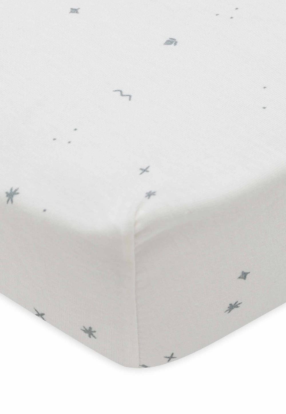 Jollein Spannbettlaken Jersey 70/75x140/150cm Twinkling - Sea Green Sonderangebot der Fabrik