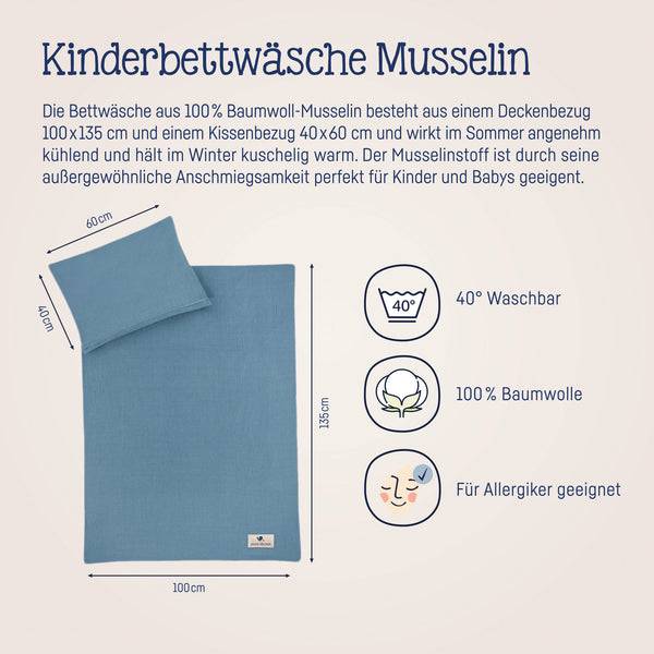 Julius Zöllner Bettwäsche aus Baumwollmusselin, Blau Hotsell