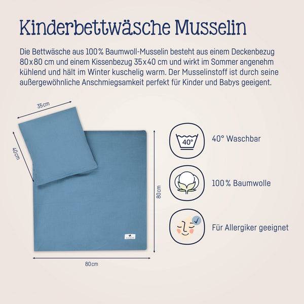 Julius Zöllner Bettwäsche aus Baumwollmusselin, Blau Hotsell