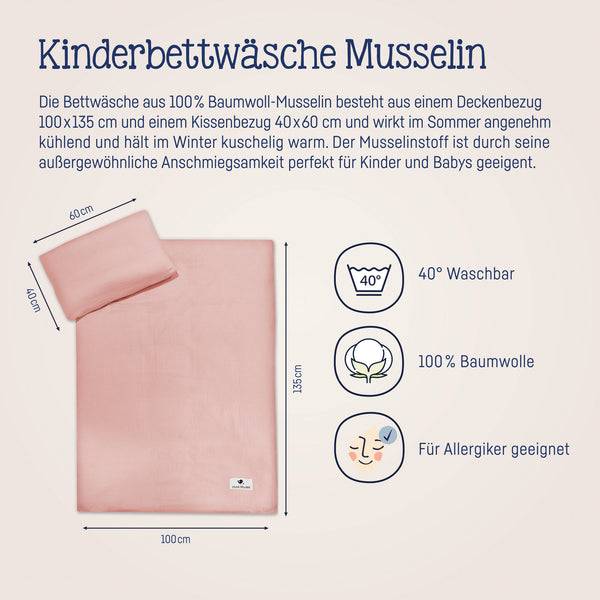 Julius Zöllner Bettwäsche aus Baumwollmusselin, Dusty Rose im Angebot