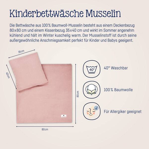 Julius Zöllner Bettwäsche aus Baumwollmusselin, Dusty Rose im Angebot