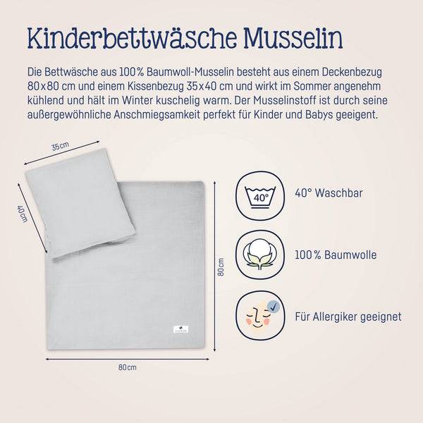 Julius Zöllner Bettwäsche aus Baumwollmusselin, Grau Schlussverkauf