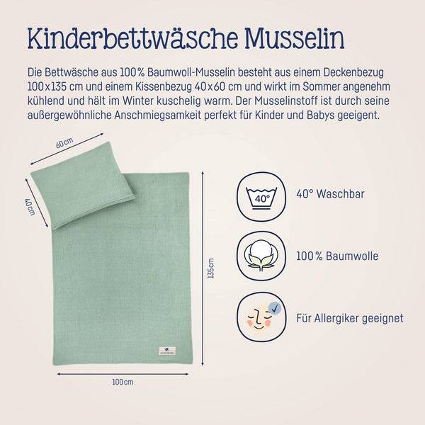 Julius Zöllner Bettwäsche aus Baumwollmusselin, Grün Günstiger Verkauf