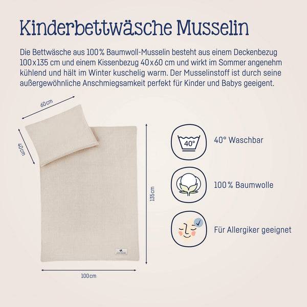 Julius Zöllner Bettwäsche aus Baumwollmusselin, Sand Kostenloser Versand