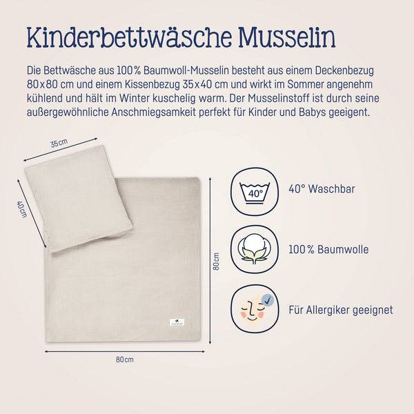 Julius Zöllner Bettwäsche aus Baumwollmusselin, Sand Kostenloser Versand