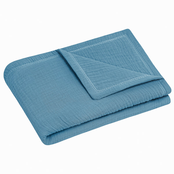 Julius Zöllner Kuscheldecke aus Baumwollmusselin, Blau Günstig kaufen