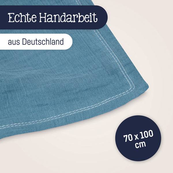 Julius Zöllner Kuscheldecke aus Baumwollmusselin, Blau Günstig kaufen