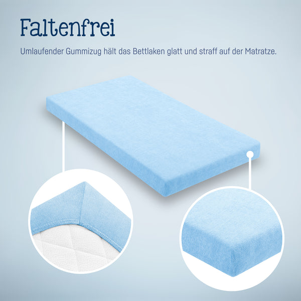 Julius Zöllner Fottee Spannbettlaken für Babymatratzen 60x120 bis 70x140cm, Hellblau Blitzangebot