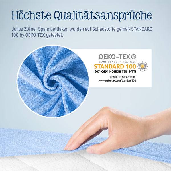 Julius Zöllner Fottee Spannbettlaken für Babymatratzen 60x120 bis 70x140cm, Hellblau Blitzangebot