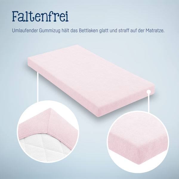 Julius Zöllner Fottee Spannbettlaken für Babymatratzen 60x120 bis 70x140cm, Rosa Große Rabatte