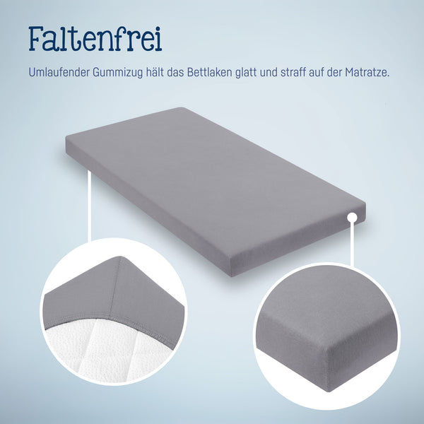 Julius Zöllner Jersey Spannbettlaken für Babymatratzen 60x120 bis 70x140cm, Anthracite Vatertagsangebot