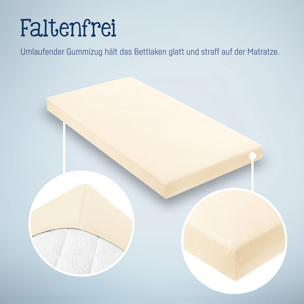 Julius Zöllner Jersey Spannbettlaken für Babymatratzen 60x120 bis 70x140cm, Ecru Valentinstagsangebot