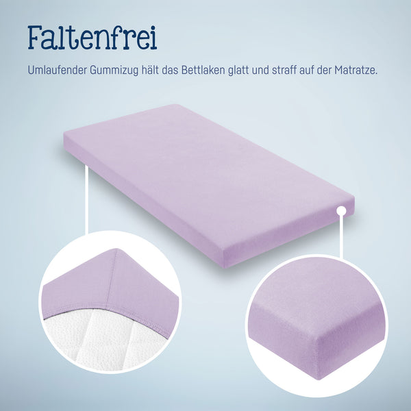 Julius Zöllner Jersey Spannbettlaken für Babymatratzen 60x120 bis 70x140cm, Flieder Jubiläumsangebot