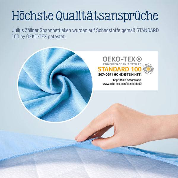 Julius Zöllner Jersey Spannbettlaken für Babymatratzen 60x120 bis 70x140cm, Hellblau Lagerräumung