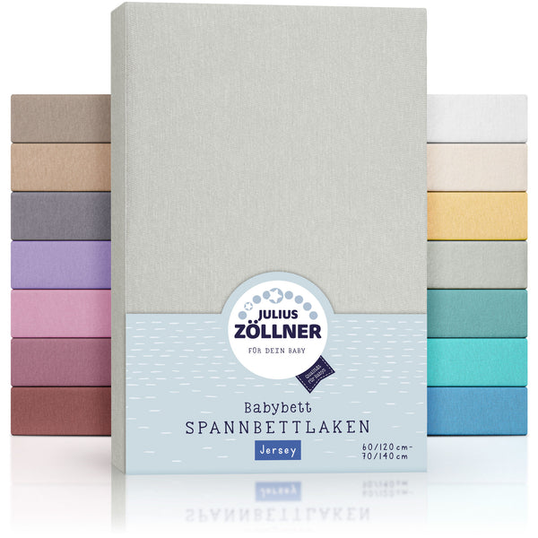 Julius Zöllner Jersey Spannbettlaken für Babymatratzen 60x120 bis 70x140cm, Hellgrau