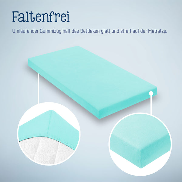 Julius Zöllner Jersey Spannbettlaken für Babymatratzen 60x120 bis 70x140cm, Mint Top Angebot