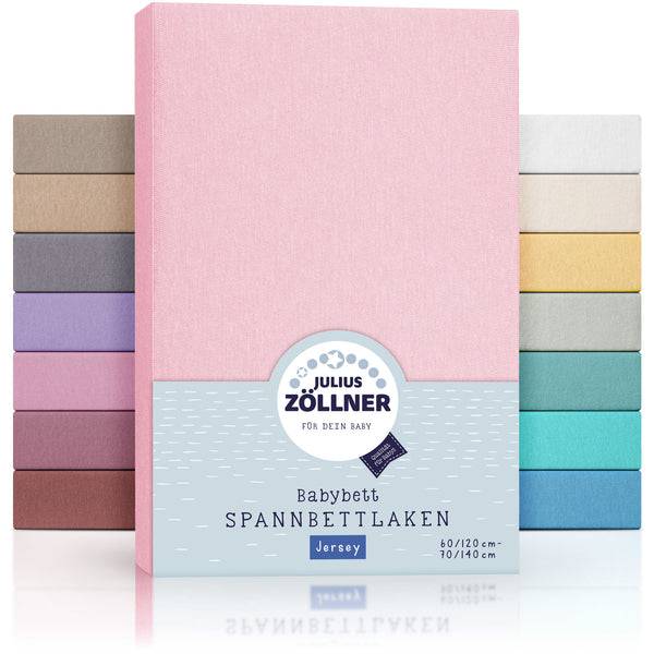 Julius Zöllner Jersey Spannbettlaken für Babymatratzen 60x120 bis 70x140cm, Rosa
