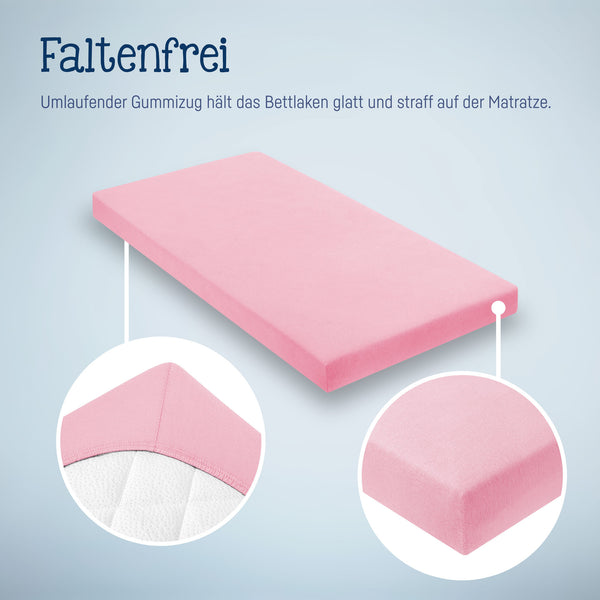 Julius Zöllner Jersey Spannbettlaken für Babymatratzen 60x120 bis 70x140cm, Rosa Neueste Mode
