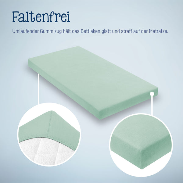 Julius Zöllner Jersey Spannbettlaken für Babymatratzen 60x120 bis 70x140cm, Salbei Online Outlet