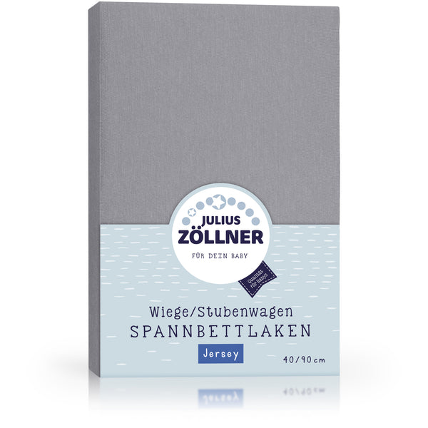 Julius Zöllner Jersey Spannbettlaken für Wiegen & Stubenwagenmatratzen 90x 40 cm, Anthracite