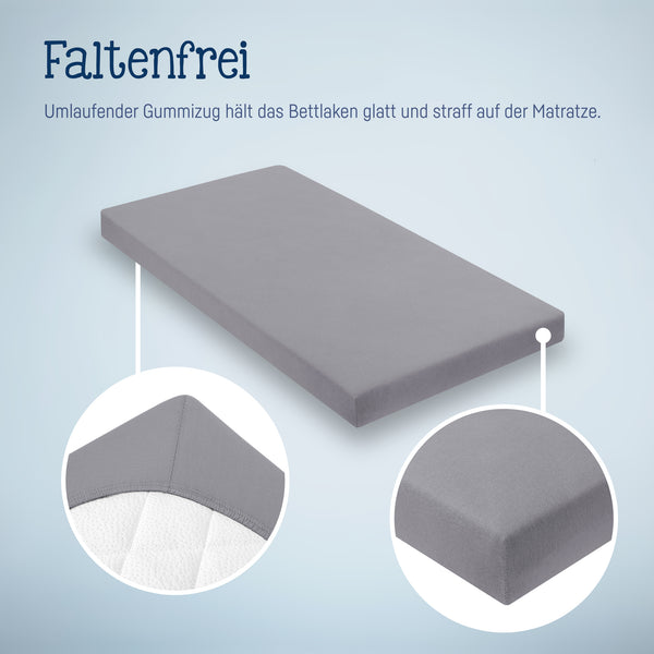 Julius Zöllner Jersey Spannbettlaken für Wiegen & Stubenwagenmatratzen 90x 40 cm, Anthracite Bestseller
