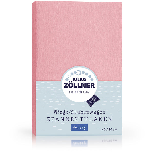 Julius Zöllner Jersey Spannbettlaken für Wiegen & Stubenwagenmatratzen 90x 40 cm, Blush