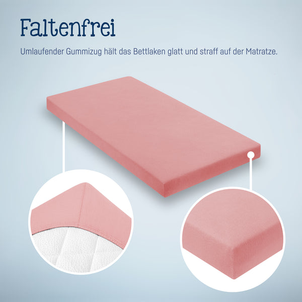 Julius Zöllner Jersey Spannbettlaken für Wiegen & Stubenwagenmatratzen 90x 40 cm, Blush Räumungsverkauf