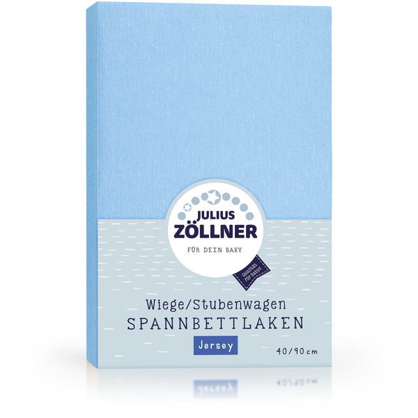 Julius Zöllner Jersey Spannbettlaken für Wiegen & Stubenwagenmatratzen 90x 40 cm, Hellblau