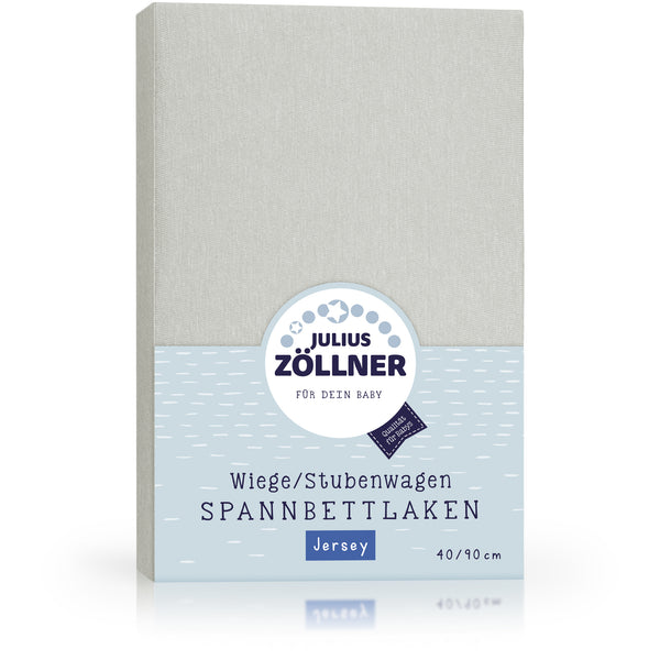 Julius Zöllner Jersey Spannbettlaken für Wiegen & Stubenwagenmatratzen 90x 40 cm, hellgrau