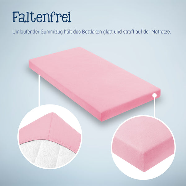 Julius Zöllner Jersey Spannbettlaken für Wiegen & Stubenwagenmatratzen 90x 40 cm, rosa VIP-Rabatte