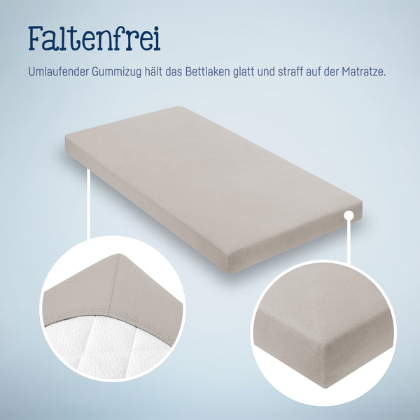 Julius Zöllner Jersey Spannbettlaken für Wiegen & Stubenwagenmatratzen 90x 40 cm, taupe Super Sparpreis