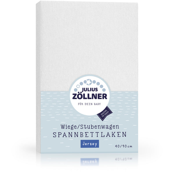 Julius Zöllner Jersey Spannbettlaken für Wiegen & Stubenwagenmatratzen 90x 40 cm, Weiß