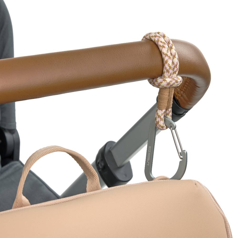 Lässig Kinderwagenhaken 2er Set - Karabiner, Beige Vanille Sonderangebot der Fabrik