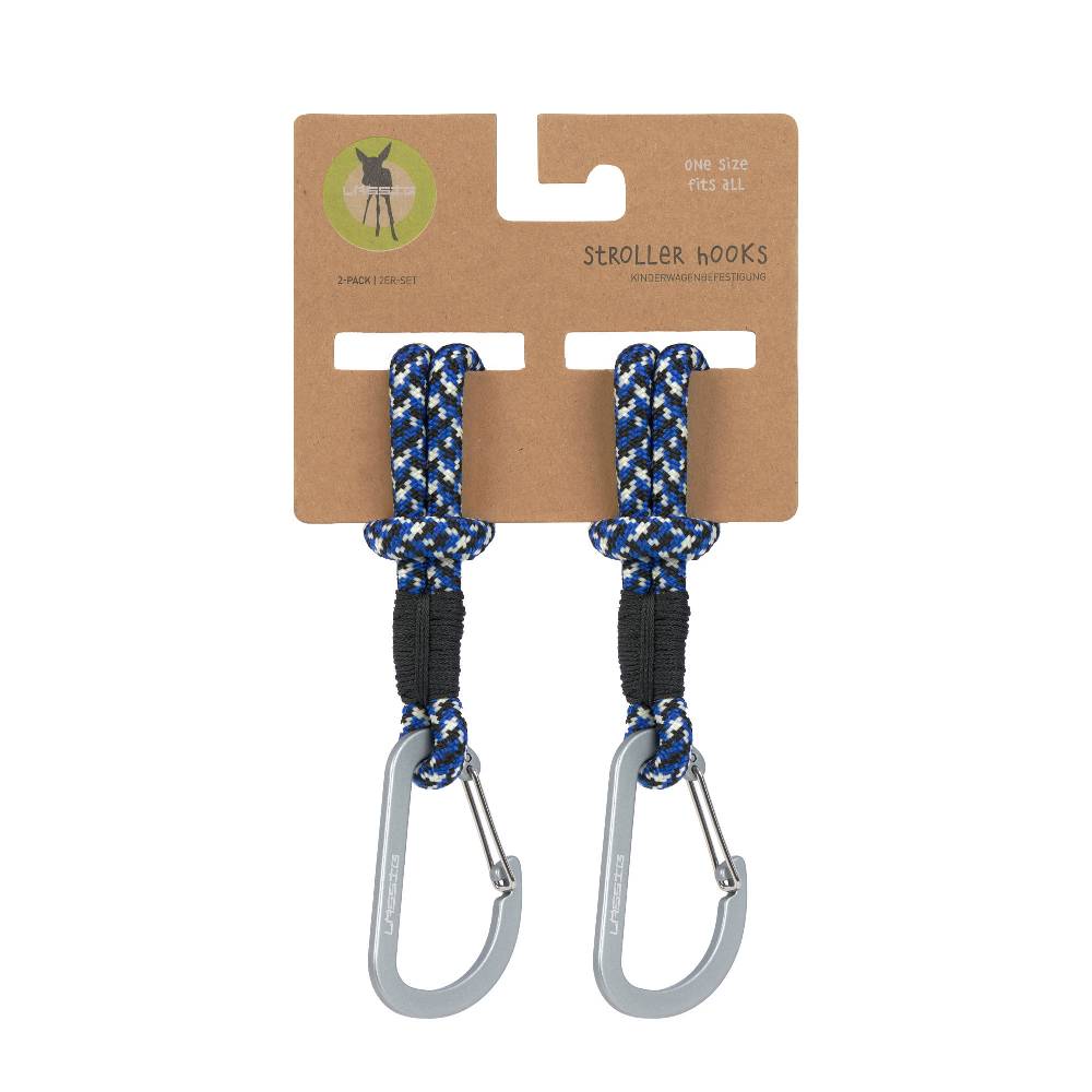 Lässig Kinderwagenhaken 2er Set - Karabiner, Schwarz Blau Outlet