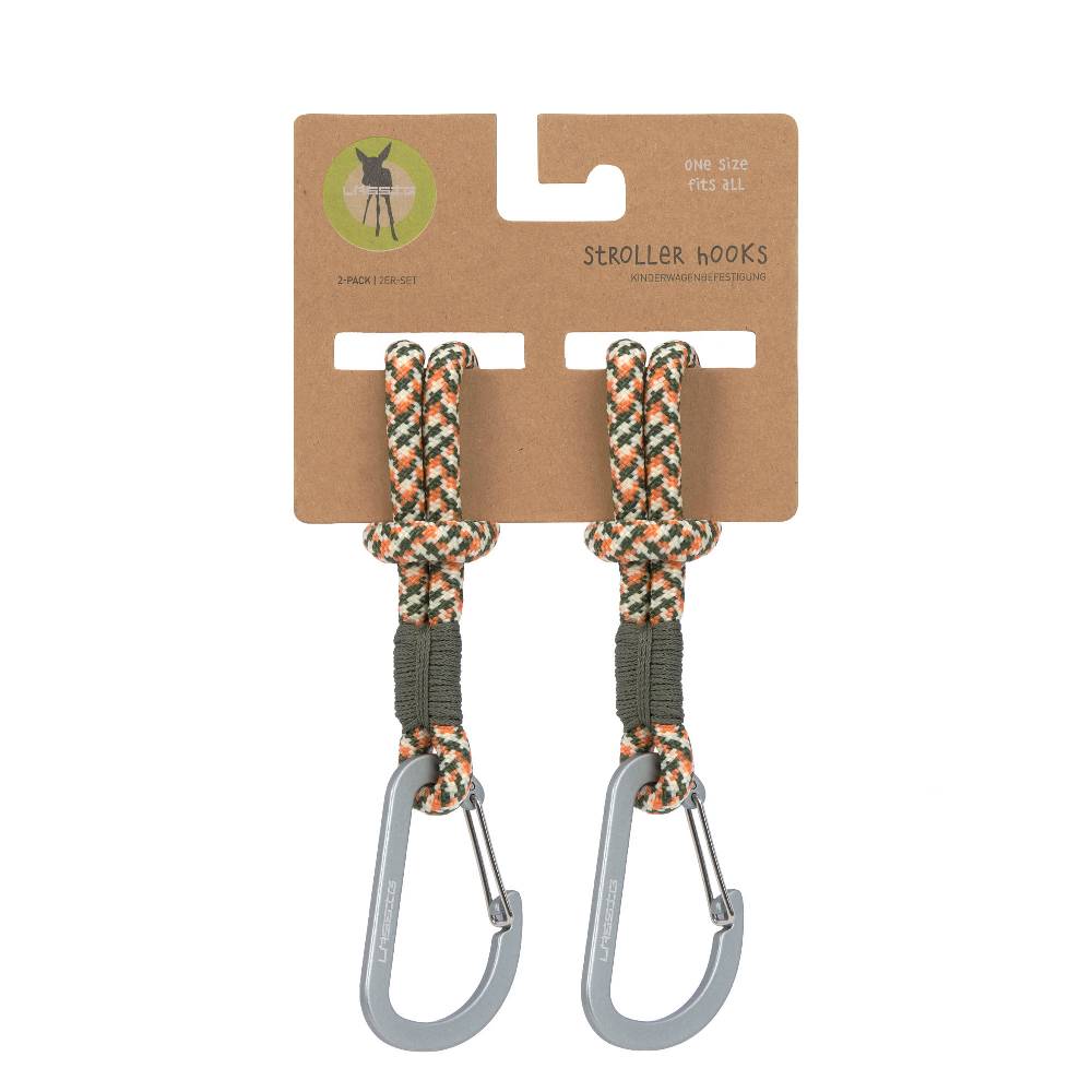 Lässig Kinderwagenhaken 2er Set - Karabiner, Oliv Rot Auslauf