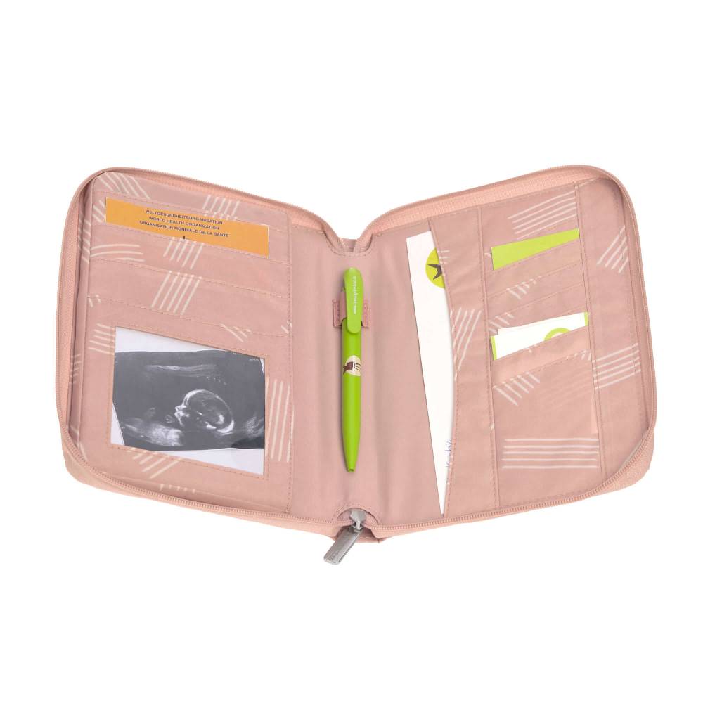 Lässig Mutterpasshülle mit Reißverschluss - Soft Stripes Rose, Rosa Blitzangebot