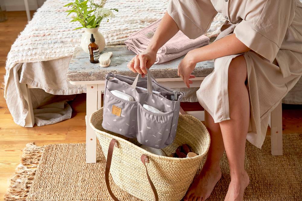 Lässig Wickeltasche - Multitalent Organizer Blocks Taupe, Grau Große Rabatte
