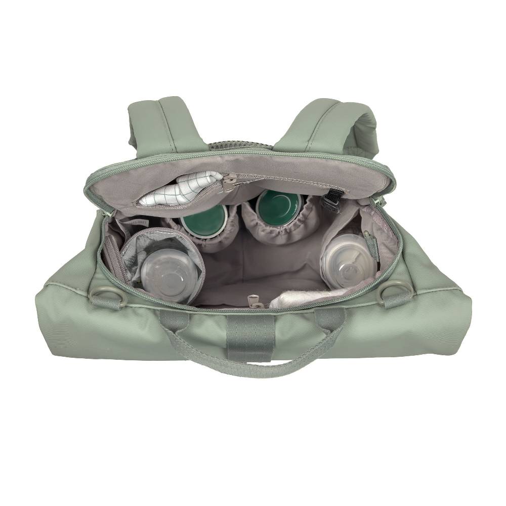 Lässig Wickelrucksack - Rolltop Up Backpack, Silbergrün Letzte 3 Tage