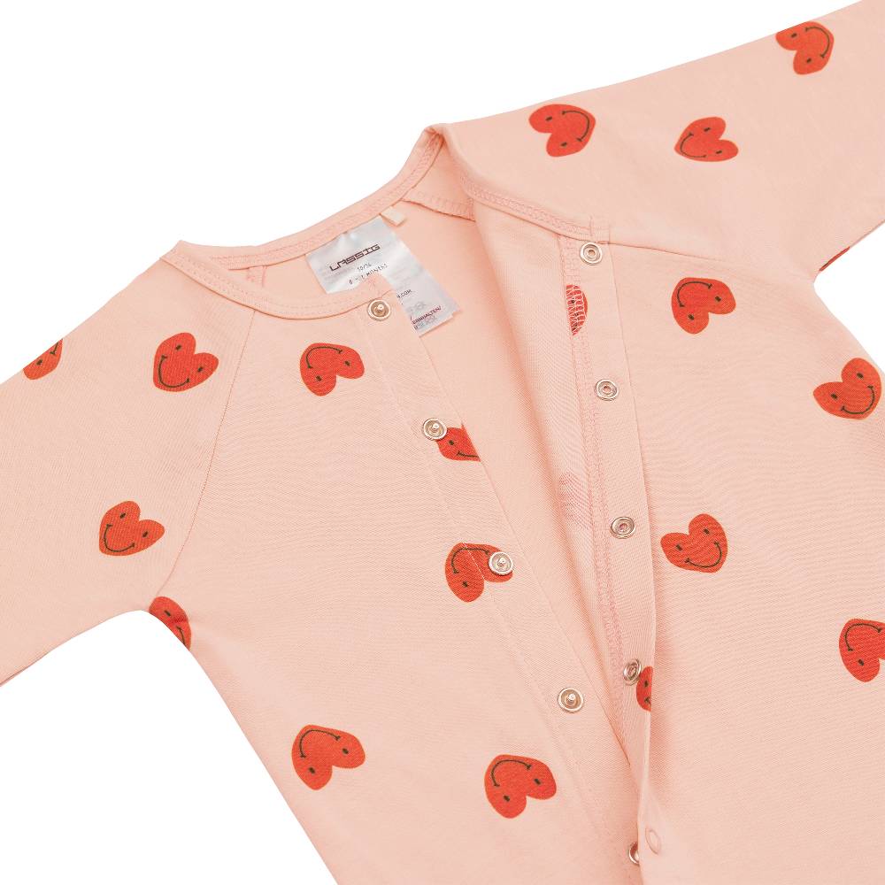 Lässig Baby Schlafoverall - Bio Baumwolle, Herzen, Rosa Valentinstagsangebot